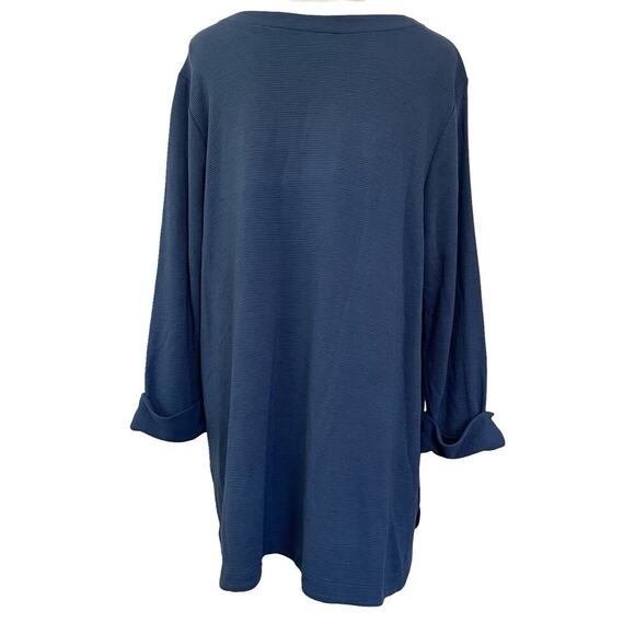 J Jill Womens Wearever Ribbed Tunic Top Size XL Navy Stretch Casual Travel - Picture 3 of 7